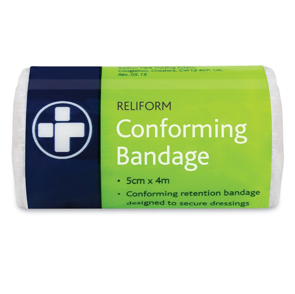 Reliance Medical Reliform Non-Sterile Conforming Retention Bandage - Soft, Comfortable, High Absorbenc, Secure Dressings and Wounds, Ideal for First Aid, 5cm x 4m, Pack of 10