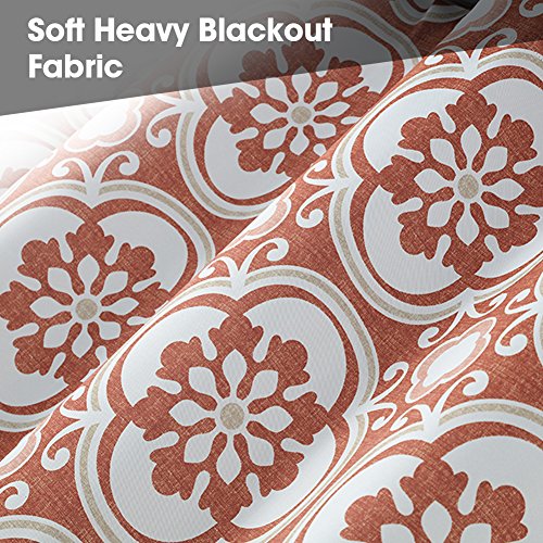 Haperlare Medallion Blackout Curtains,Medallion Print Thermal Insulated Blackout Window Curtains for Bedroom,Medallion/Floral Pattern Grommet Top Curtains - W52 x L63 Inch,2 Panels, Rust Red/Taupe - Thumbnail 2