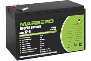 MARBERO 12V Lithium Ion Battery, 8Ah LiFePO4 Replacment Battery 5000+ Deep Cycle Power Wheels Phosphate Rechargeable Battery for Ride on Toy Car, Alarm, Solar Power, UPS, RV, Power Wheels, Fish Finder