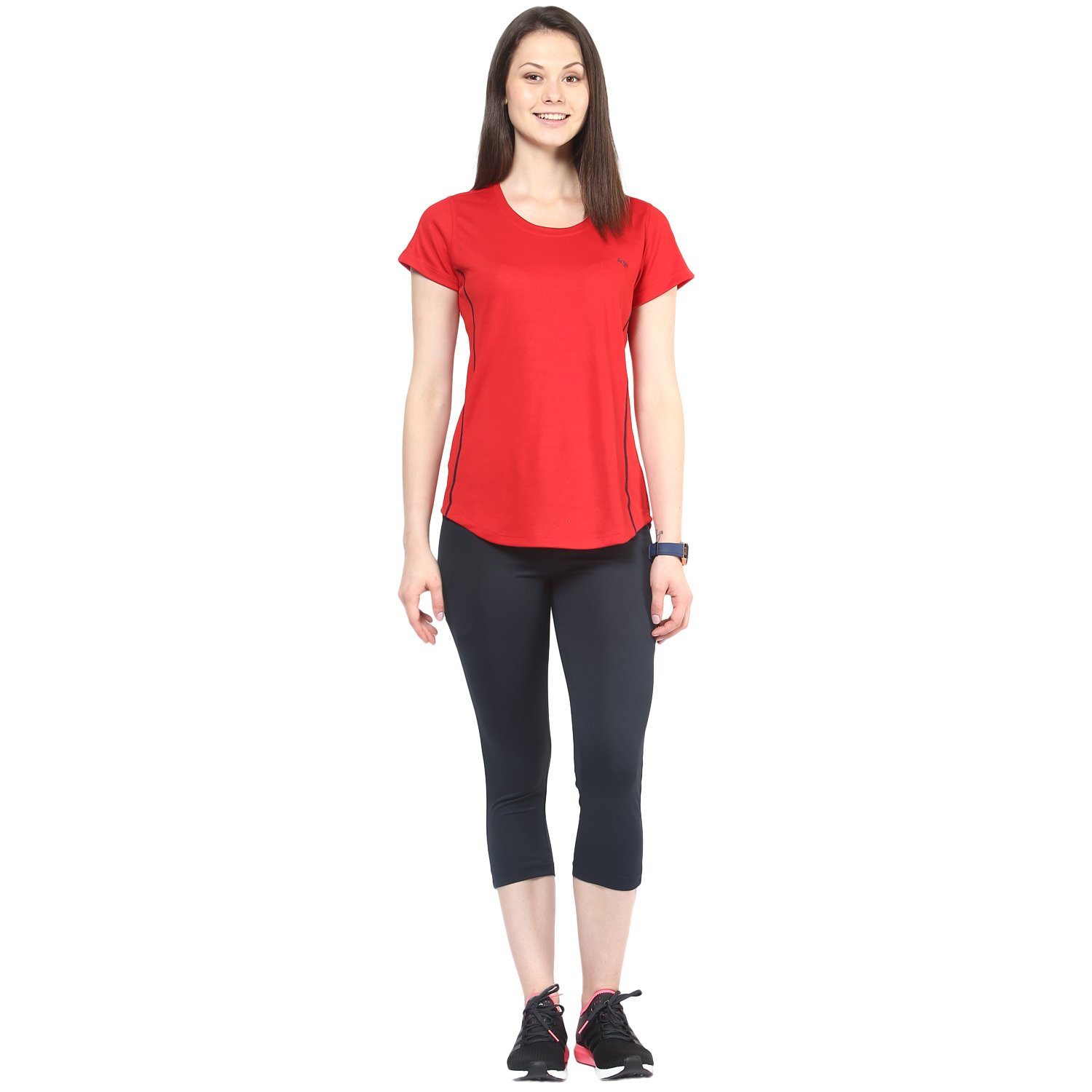 berge women's instadry round neck red tee