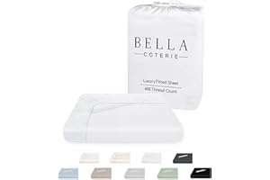 BC BELLA COTERIE Bella Coterie Luxury Bamboo Viscose King Size Fitted Sheet | 100% Organically Grown | Ultra Soft | Cooling for Hot Sleepers | 18" Deep Pocket [White]