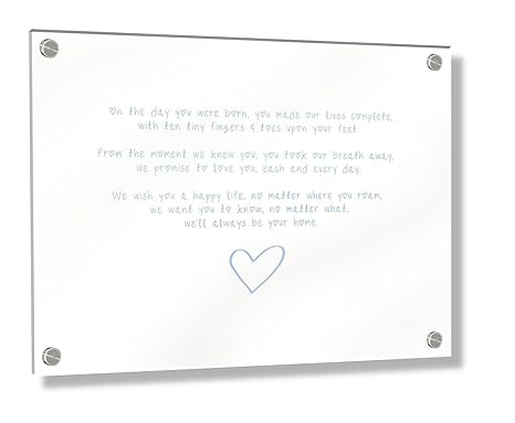 Buy Feel Good Art Wall Mounted Acrylic Frame With Stand Off Bolts 60 X 40 0 6 Cm Large Baby Blue The Day You Were Born Newborn Poem Nursery Decor Cm Online At Low Prices