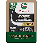 Castrol EDGE 5W-30 Advanced Full Synthetic Motor Oil, 5 Quarts, Eco Pack