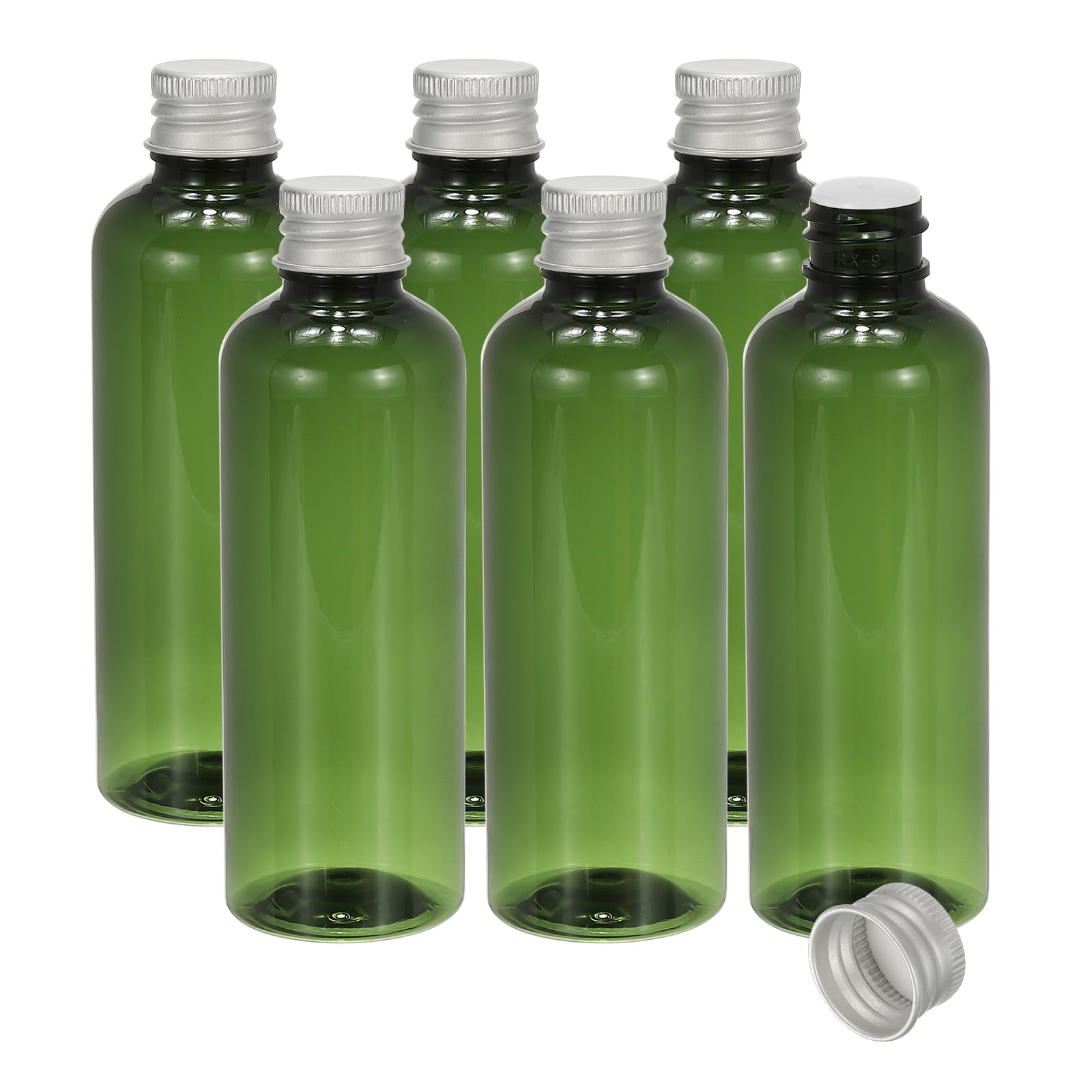 PATIKIL Travel Bottles with Screw Cap, 6 Pcs 3.4Oz(100ml) Leak Proof Refillable Empty Dispenser Container Squeeze Bottle with Aluminum Screw Lid for Shampoo Toiletries Lotion Cream, Green