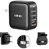 MINIX NEO P3 100W Turbo 4-Port GaN Wall Charger, 3 x USB C port Fast Charging Power Adapter(Max 100W/20W), 1 USB-A (Max 18W). Compatible with MacBook Pro Air, iPad Pro, iPhone 17/16 Pro Max,Galaxy S23
