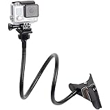 Adjustable Clamp Mount Jaws Clip Arm Neck Tripod with 27.5" Gooseneck Extension and Mount Holder Adapter Screw for GoPro HD Hero 5/4/3+/3/2 Camera Accessories