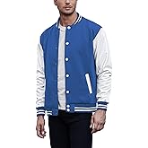 COOFANDY Mens Fashion Varsity Jackets Leather Sleeve Slim Fit College Baseball Letterman Bomber Coat