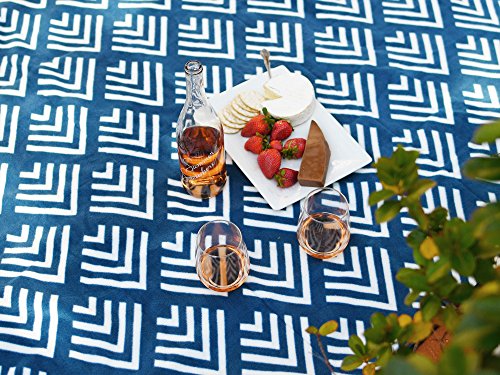 Blue and White Picnic & Outdoor Blanket by Laguna Beach Textile Co - Plush and Water-Resistant Outdoor Mat - Perfect for Camping, Beach, Park and Picnics - Newport Blue Arrow