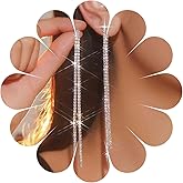 Aneneiceera Vintage Crystal Chandeliers Earrings Silver Tennis Chain Earrings Long Rhinestone Chain Dangle Earrings Cz Paved Chain Tassel Earrings Wedding Chandelier Statement Earrings Jewelry for Women and Girls