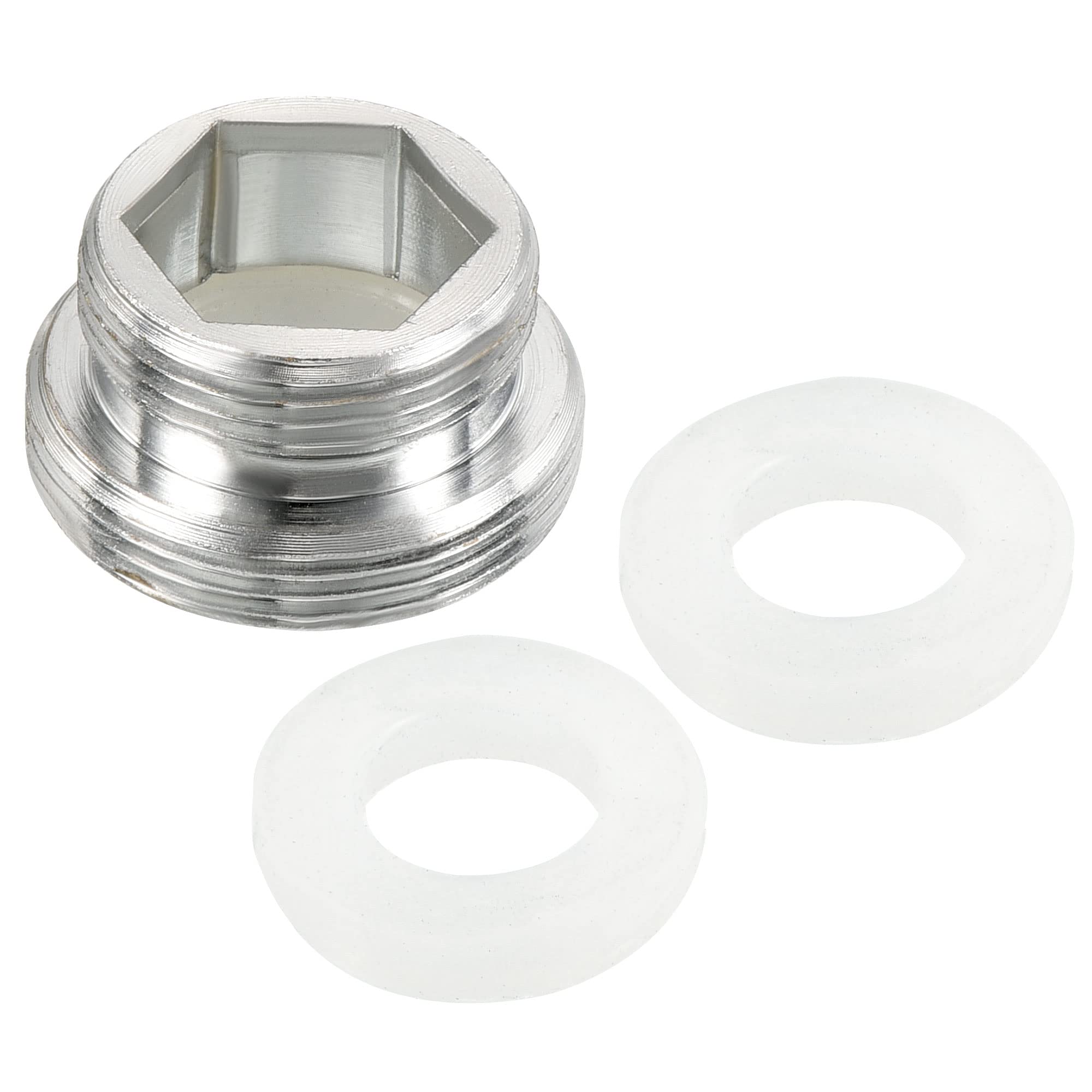 PATIKIL M22*1.0 Male to M18*1.0 Male Thread Faucet Adapter, 2 Pack Chromed Aerator Straight Connector for Garden Hose Water Filter Pipe, Silver