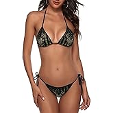 JINJINKIANG New Sexy Two Pieces Bikini Sets for Women Triangle Top & Thong String Tie-Up Swimsuit