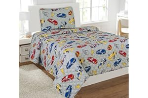 GOLDEN LINENS LLC Golden linens Printed Kids Bedspread/Coverlet Sets/Quilt Set (Twin, Race CAR)