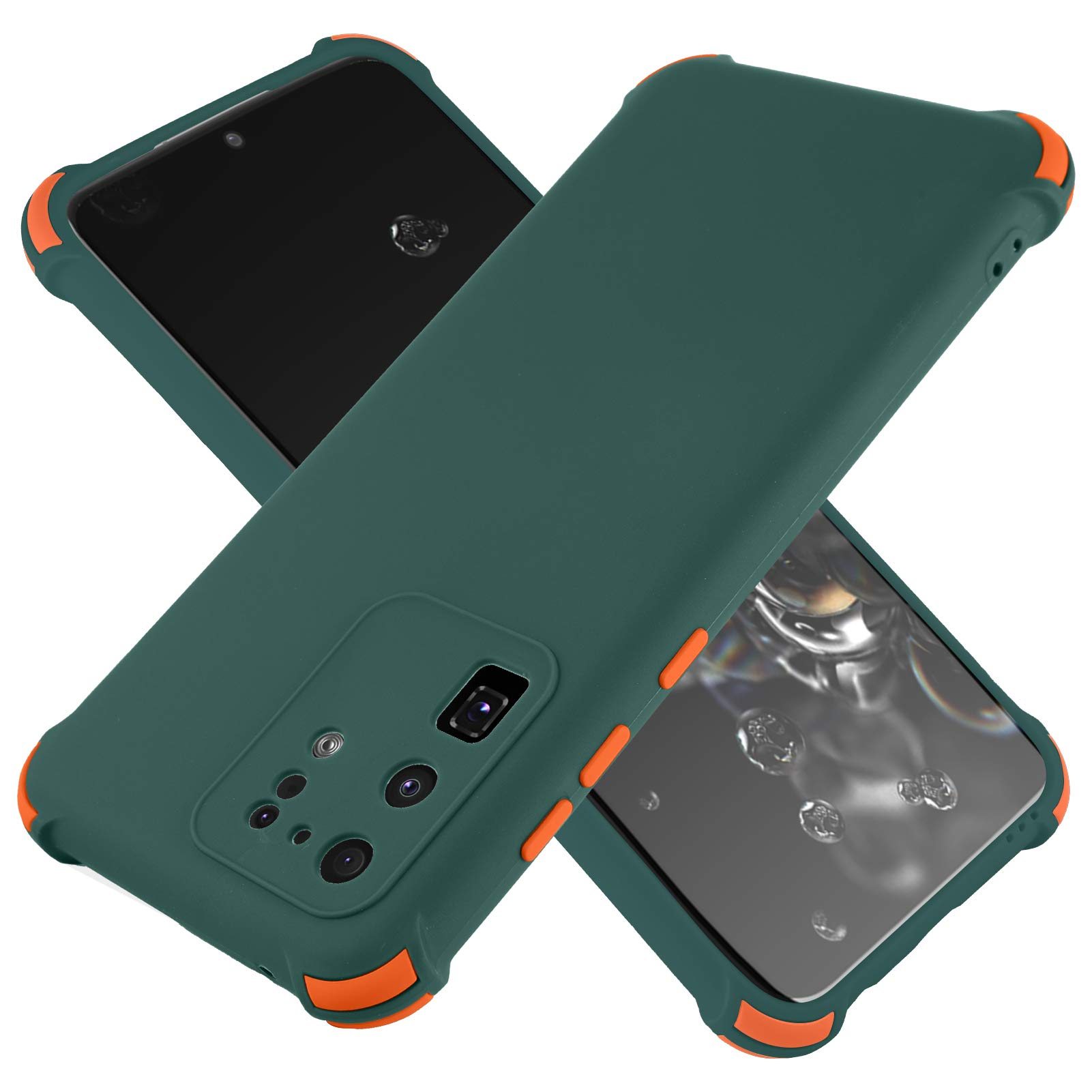 Case for Samsung Galaxy S20 Ultra, Shockproof Slim Fit Camera Lens Protective Case with 4 Corners Drop Protection Cushion Anti-Scratch Soft TPU Bumper Cover for Galaxy S20 Ultra 6.9" 2020 Dark Green