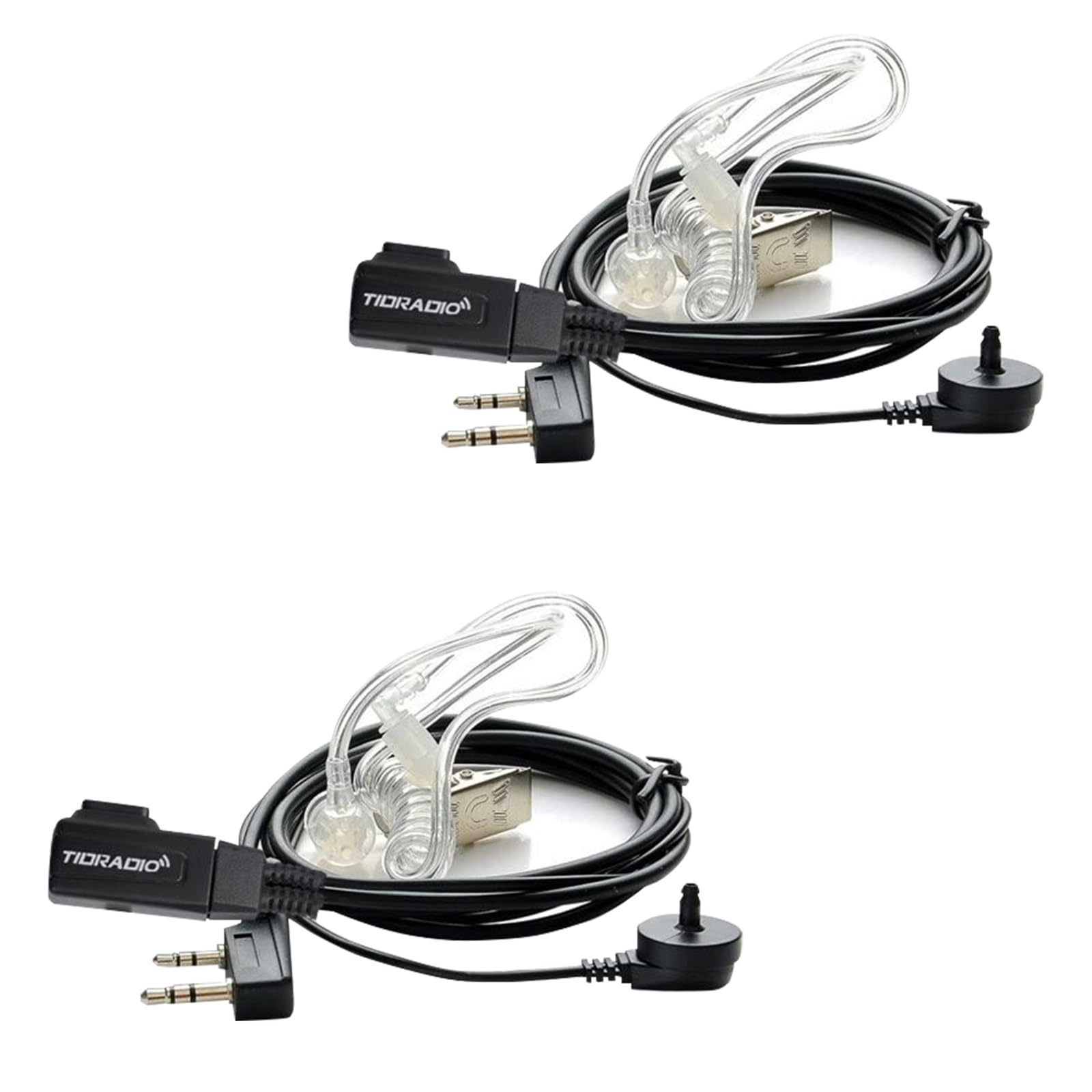 TIDRADIO Walkie Talkies Earpiece with Mic, 2 Pin Radio Earpiece for Kenwood Baofeng UV-5RM UV-5R Mini BF-888S BF-88E Retevis RT24 RT27 Radtel RT-470X Security Headset Accessories-2 Pack