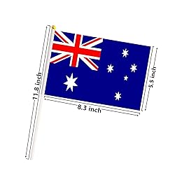 50 Pack Australia Flags on Stick, Small Mini Hand