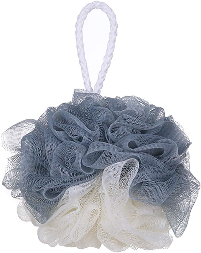Omenluck 5Pcs Bath Shower Sponge Loofahs Mesh Bath Balls Scrubber Gray Beige