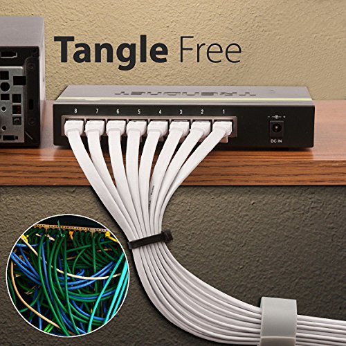 HANYUN CAT7 Double Shielded (SSTP) 10 Gigabit 600MHz Ethernet LAN Network Flat Cable High Speed Patch Cord - Built with Gold Plated & Shielded RJ45 Connectors (6.6ft/2m, White)