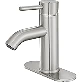 Bathroom Faucet Brushed Nickel One-Handle, Modern one Hole Bathroom Sink Faucet Lavatory Faucet with Deck