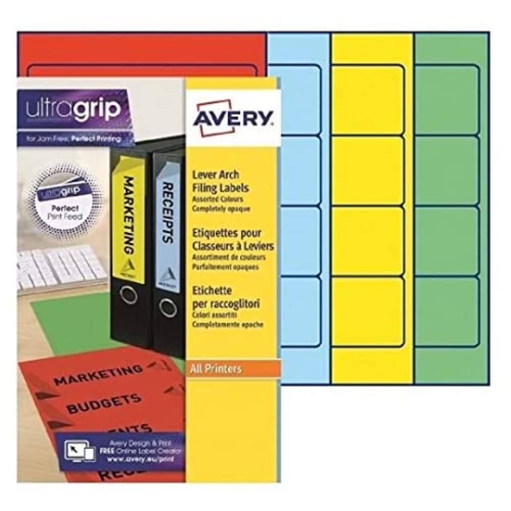 Avery 80 Folder Spine Labels 192 x 61 mm Assorted