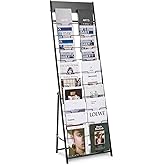 VEVOR Brochure Display Rack, 20 Pockets Magazine Literature Display Stand, Portable Floor Standing Magazine Rack, Metal Newspaper Catalog Holders for Shop, Exhibitions, Office, Trade Show, Black