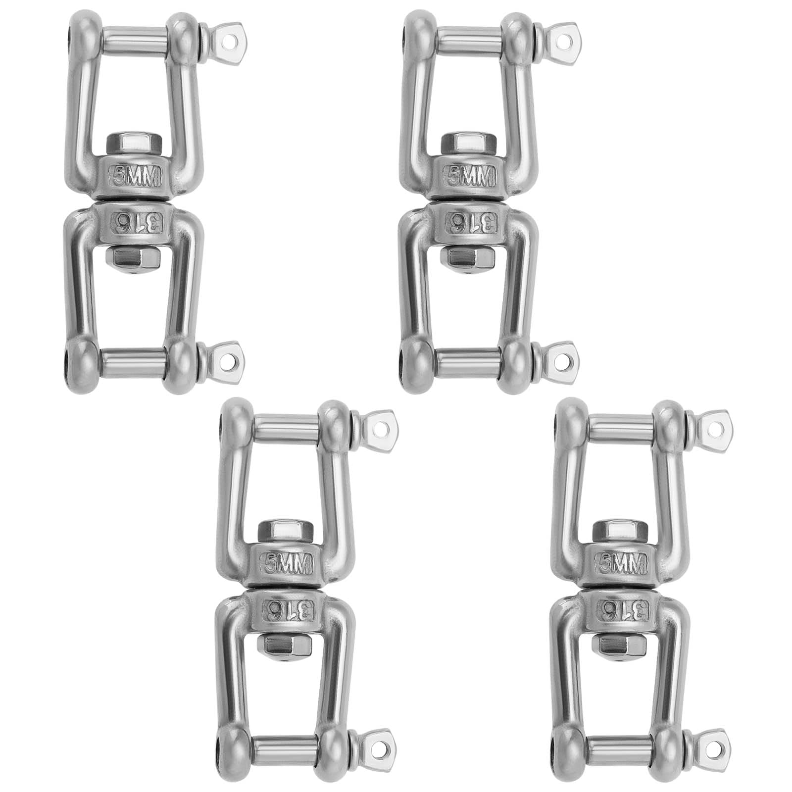 ECSiNG 4pcs 316 Stainless Steel Swivel Double Shackle M5x67mm Double Jaw Shackle Jaw Anchor Connector for Garden, Yard, Boat, and Outdoor Use