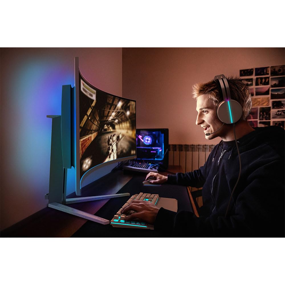 Philips Monitors Evnia 49M2C8900L - 49 Zoll DQHD OLED Curved Gaming Monitor, 144 Hertz, 0,03ms GtG, HDR400, Ambiglow (5120x1440, HDMI 2.1, DisplayPort 1.4, USB-C, USB Hub) Weiss 2