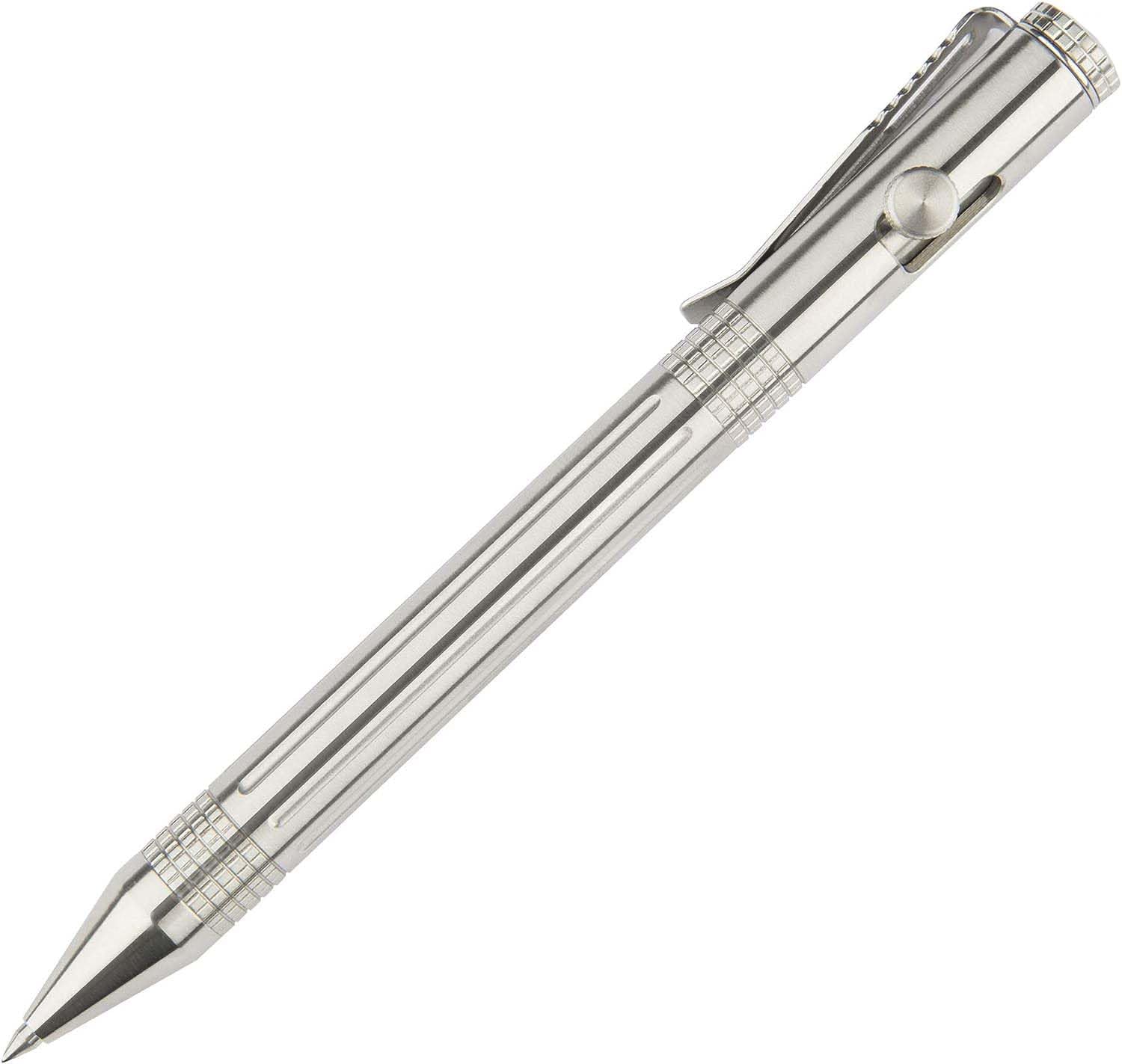 SMOOTHERPRO SST331 Bolt Action Stainless Steel Pen with Durable Clip for EDC, Outdoor, Office, Tremor, Parkinson, and Arthritic Signature