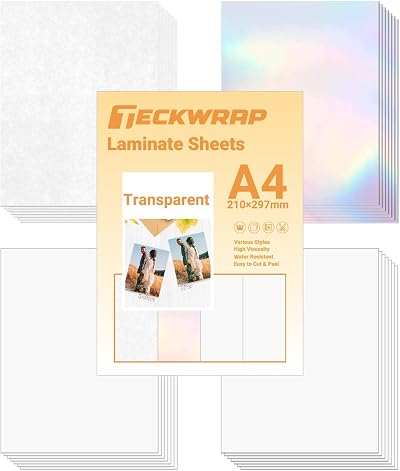 TECKWRAP Holographic Sticker Paper Laminate Film A4 28 Sheets Rainbow Glossy