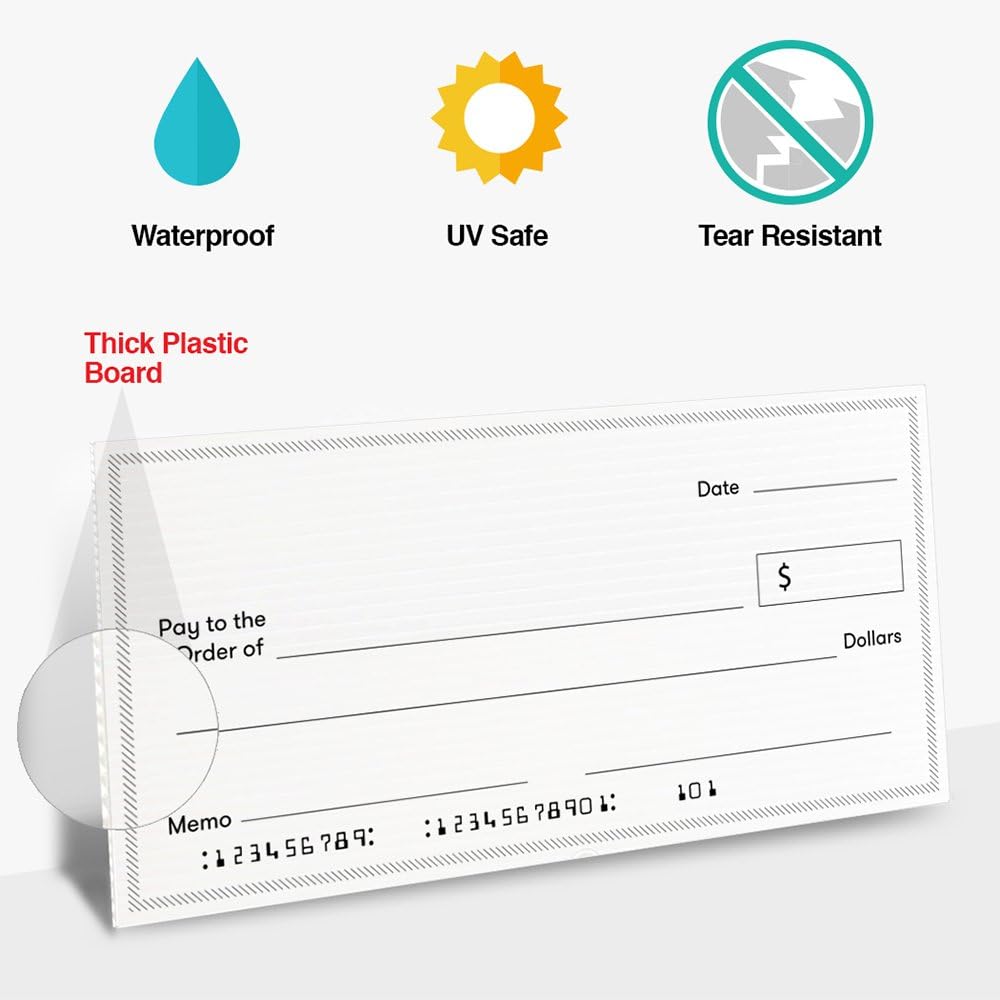 Giant Fake Award Presentation Check - 16" x 32" - Large Novelty Endowment Check for Endowment, Donations, Fundraiser - Big Blank Oversized Raffle Sweepstakes Reward Winners Check (Striped Borders): Everything Else