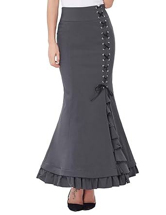 Belle Poque Damen Fishtail Rock Lang Viktorianische Moderne Meerjungfrau Rock BP203