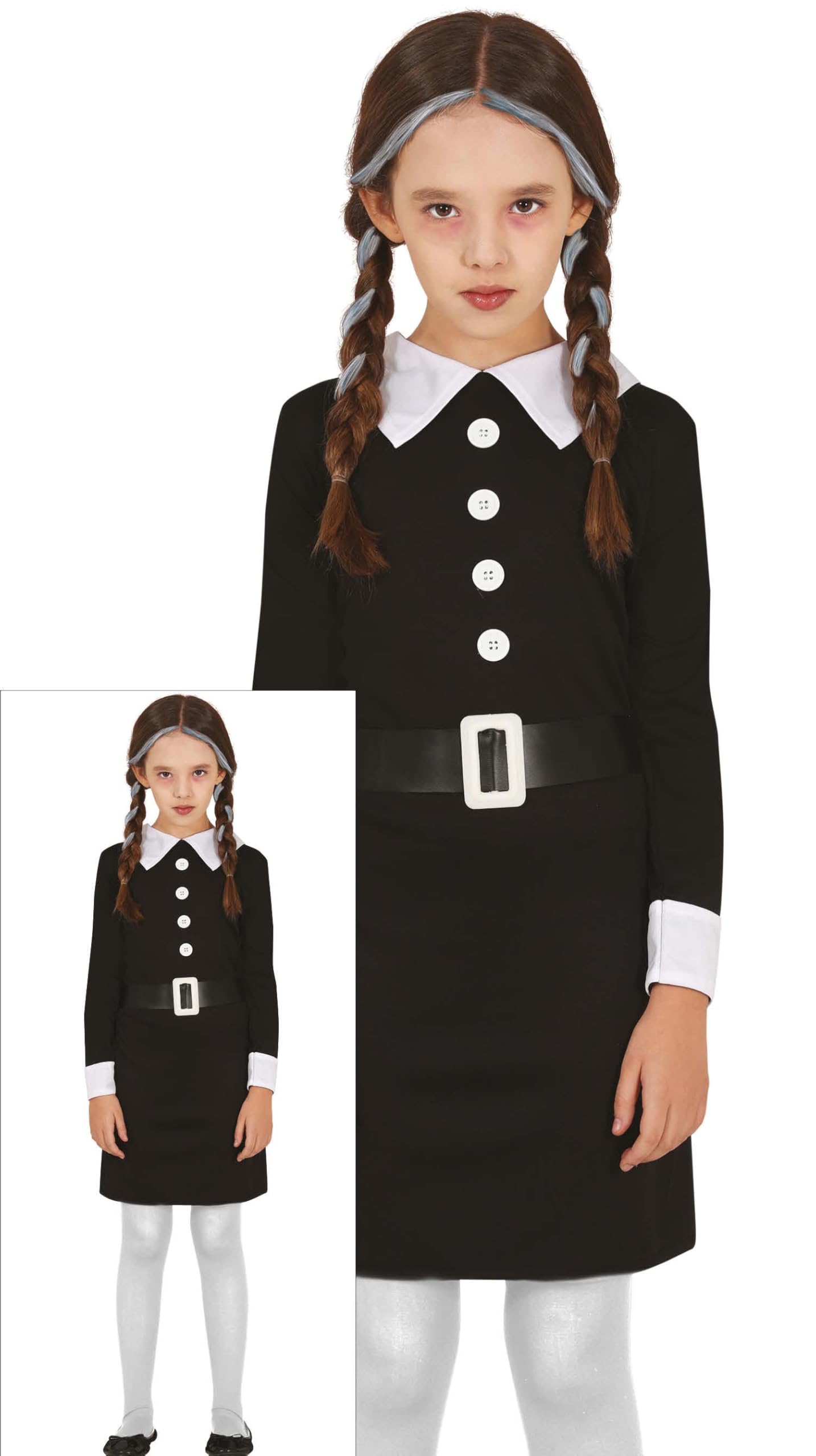 FIESTAS GUIRCA Gothic Family School Girl Fancy Dress - Black Dress - Halloween Girls Costumes 10-12 years