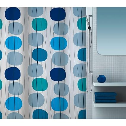 Spirella 10.16731 Textil-Duschvorhang Mobile Blue, 180 x 200 cm