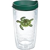 Tervis Tropical Animal Collection Made in USA Double Walled Insulated Tumbler Travel Cup Keeps Drinks Cold & Hot, 16oz, Turtle