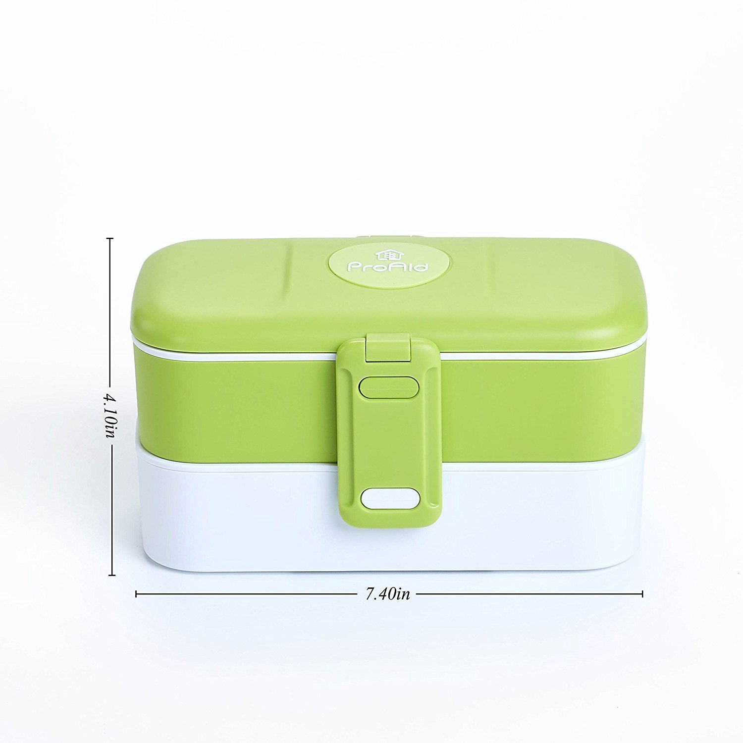 ProAid Bento Lunch Box, Leakproof Bento Box with Stainless Steel Silverware and 2 Layers Design Lunch Box, BPA Free Safe for Fridge and Dishwasher, Green ?-