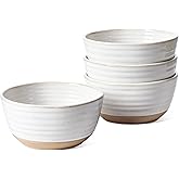LE TAUCI Cereal Bowls Set of 4, Ceramic Soup Bowl 28 oz, Stoneware Kitchen Bowl for Pho, Chip, Fruit, Salad, Noodle, Ramen, Dishwasher Oven Microwave Safe - 6 Inch, Arctic white
