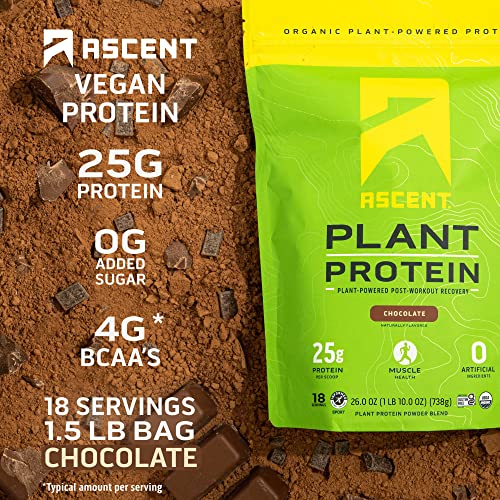 Ascent Plant Based Protein Powder Non Dairy Vegan Protein, Zero