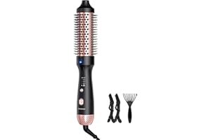 zavarea Thermal Brush, 1.5 Inch Heated Round Curling Brush, 800M Negative Ions Ceramic Stylers for Less Frizz, 4 Temp Set, Dual Voltage for Travel, Easy Use Boosts Shine