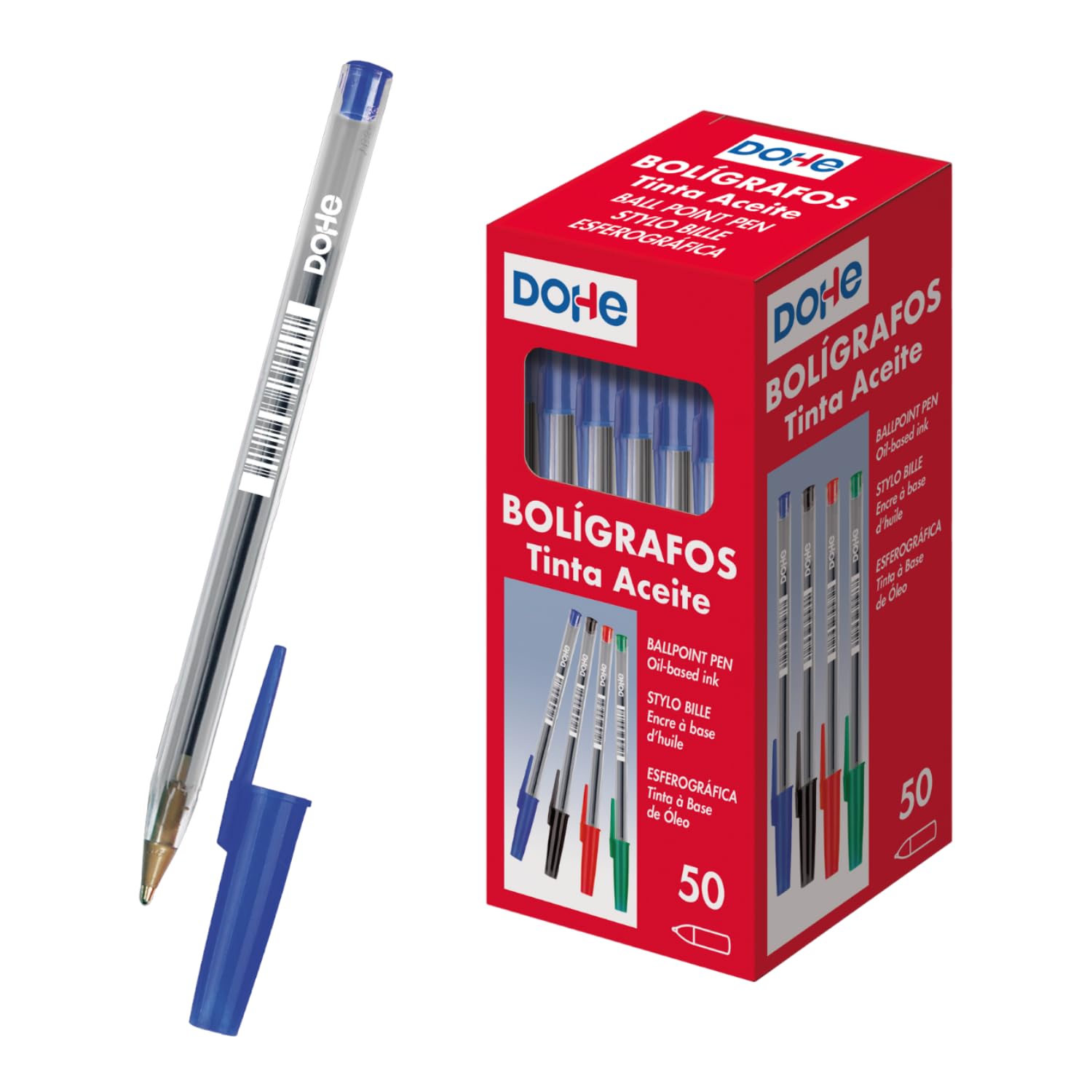 MTL DOHE - Box of pens with hood - 1 mm - 50 units - Blue