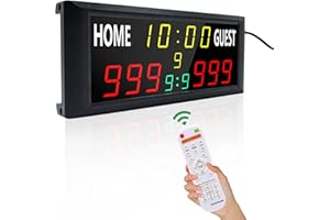 YZ 16” Large Electronic Scoreboard with Remote, Bright LED Scoreboard for Outdoor Games, Digital Scoreboard with Timer Clock, Portable Score Keeper for Football/Basketball/Cornhole/Volleyball