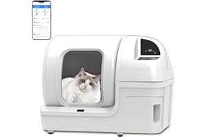 Automatic Cat Litter Box Self Cleaning - UPFAS 100L Extra Large Cat Litter Box with APP Control & Safe Alert & Smart Health Monitor, Odor Removal Cat Litter Box for Multiple Cats, White