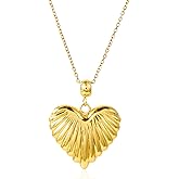 immerFancy Gold Heart Charm Necklace for Women, Trendy Dainty Chunky Mom 1111 Heart Toggle Statement Thick Paperclip Chain Choker Necklaces Mothers Birthday Jewelry Gift