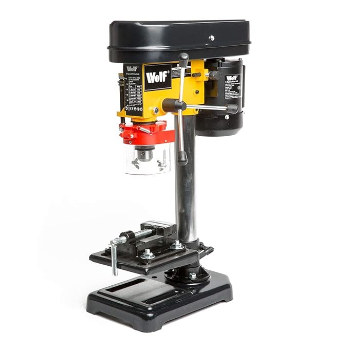 Wolf Bench Pillar Drill Press & Steel Vice 5 Speed 13mm Chuck Bench Top