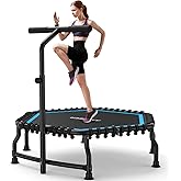 ANCHEER 50" Rebounder Trampoline for Adults- 2025 Foldable Mini Trampoline with Bar- Exercise Trampoline for Adults, Max Load 560lbs, for Indoor/Garden Workout