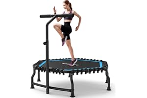 ANCHEER 50" Rebounder Trampoline for Adults- 2025 Foldable Mini Trampoline with Bar- Exercise Trampoline for Adults, Max Load 560lbs, for Indoor/Garden Workout
