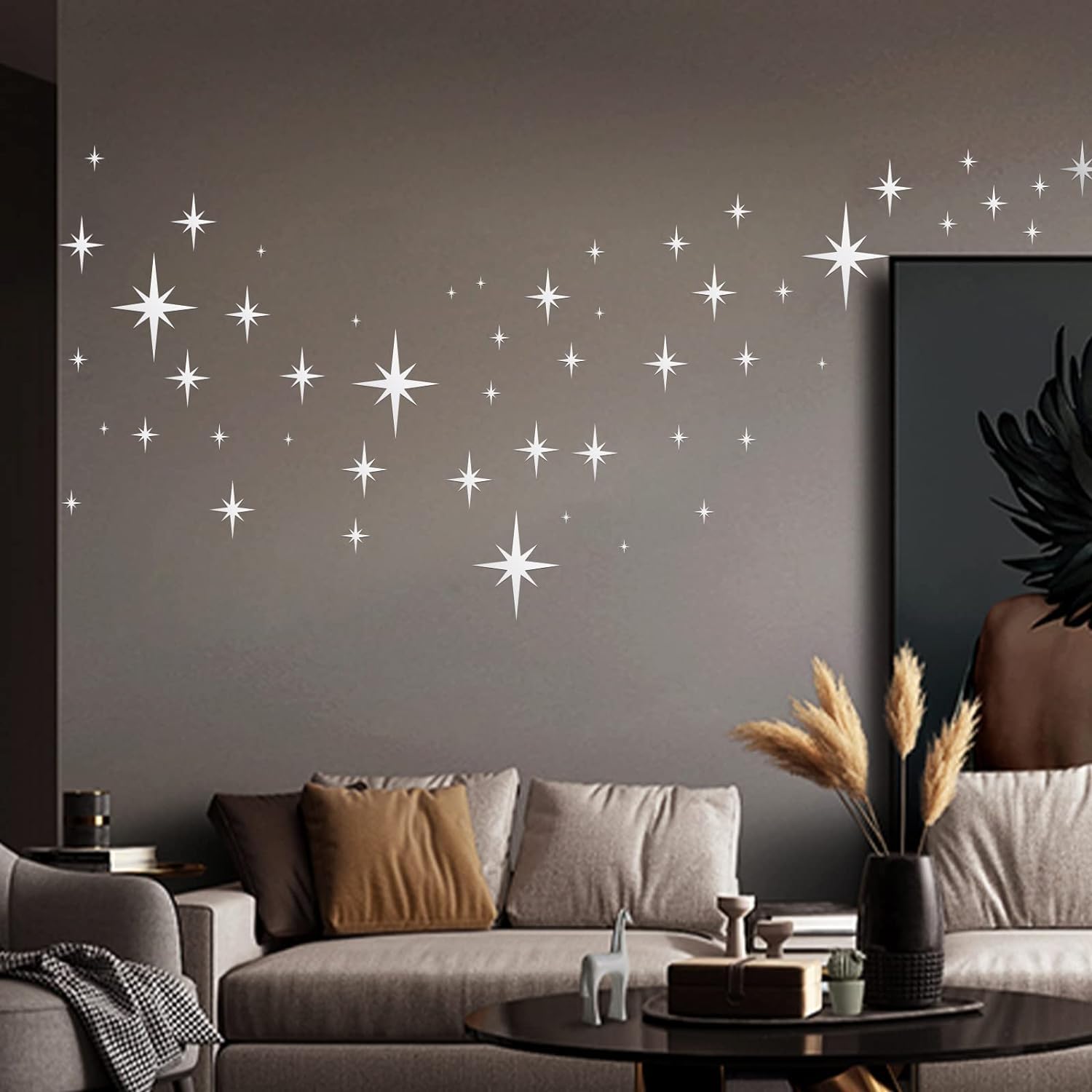 Star Mirror Stickers 2 Sets,164PCS 3D Mirror Wall Stickers Removable Mirror Star Stickers Acrylic Star Wall Decal for Home Living Room Bedroom Decor (Silver)