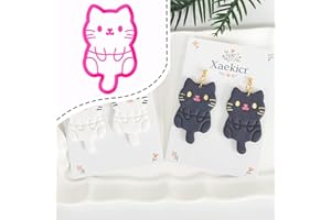 Xaekicr Black Cat Polymer Clay Cutters for Earrings – Cute Animal Clay Cutters for Polymer Clay Jewelry Making – Clay Tools & Earring Molds for DIY Crafts