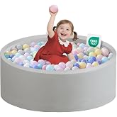 Zedachica Ball Pit for Toddlers 35.43''x11.81 Baby Ball Pits Soft Memory Foam Ball Pit Round Kids Ball Pit Indoor Game Kids Play Ball Pool Ideal Gift for Girls and Boys (Grey, NO Balls)