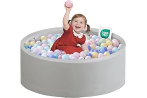 Zedachica Ball Pit for Toddlers 35.43''x11.81 Baby Ball Pits Soft Memory Foam Ball Pit Round Kids Ball Pit Indoor Game Kids Play Ball Pool Ideal Gift for Girls and Boys (Grey, NO Balls)