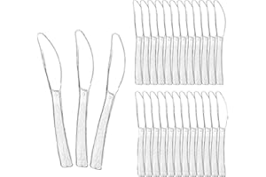 Clear Plastic Cutlery Set | 150 Piece Heavy Duty Disposable Party Supplies | 6.4-Inch Clear Knife | Perfect Disposable Cutler