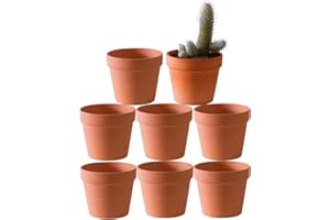 YISHANG 4.6 Inch Terracotta Clay Pots Pack of 8 - Mini Hand Craft Nursery Plant Pot Succulent Cactus DIY Pottery Planter Home Garden Windowsill Decoration